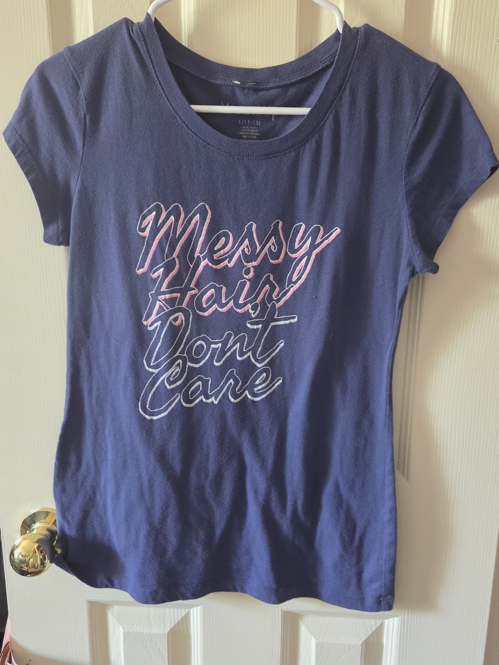 Wound Up Navy Short-Sleeve Tee with Pink & White Script